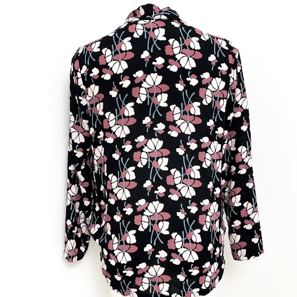 BOGO Ann Taylor Loft Purple Black Floral Blouse - Picture 2 of 6